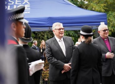 PFCC Roger Hirst greets the new police officers.
